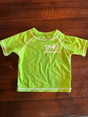 Bright Lime Green Kids Rash Guard with Wisconsin Graphic